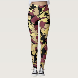 Rödbrun & guld- Camo damasker Leggings