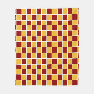 Rödbrun & guld- rutig ullfilt fleecefilt