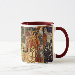 Rödbrun Klimt collagemugg Mugg