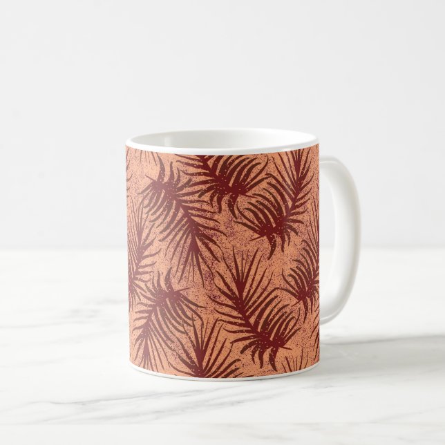 Rödbrun löv på fläckig bakgrund. kaffemugg (Framsida höger)