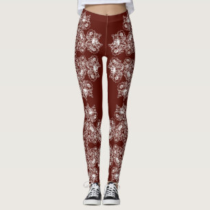 Rödbrun modell för blom- barock stil leggings