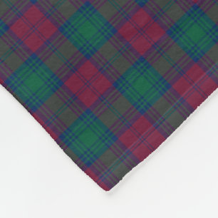 Rödbrun och grön Tartan för Lindsay klan Fleecefilt