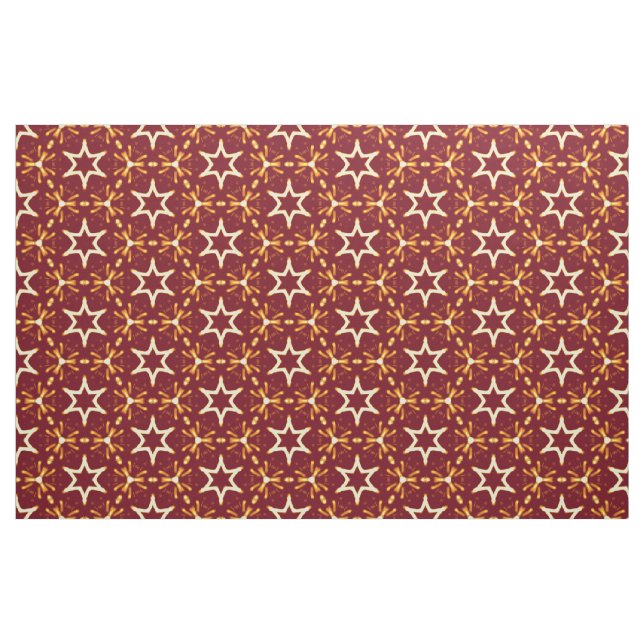 Rödbrun och guld- stjärnaglödjul eller Hanukkah Tyg (Fat Quarter)