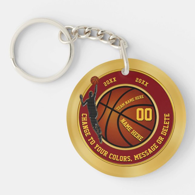 Rödbrun och guldpersonligbasket Keychains (Framsidan)