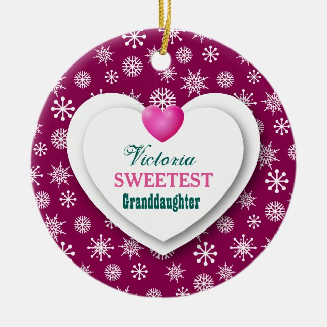 Rödbrun snöflingor A12 för mest sweetest sondotter Julgransprydnad Keramik (Framsidan)