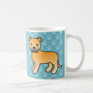 Rödbrun tecknad Staffordshire Bullterrier Kaffemugg