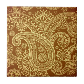 Rödbruna och guld- paisley pattern.png kakelplatta