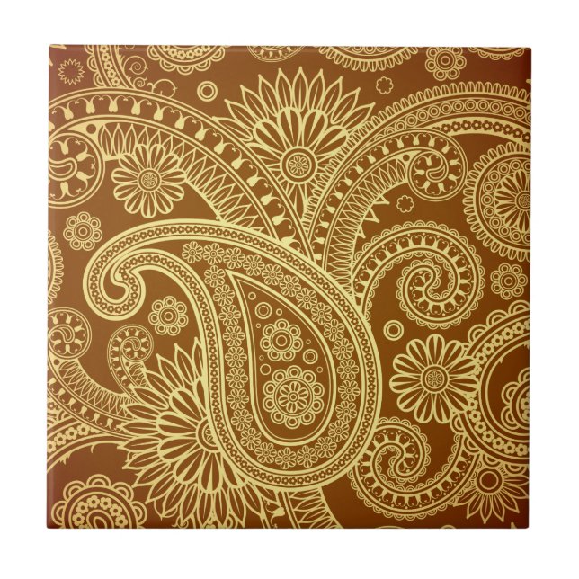 Rödbruna och guld- paisley pattern.png kakelplatta (Framsidan)
