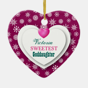 Rödbruna snöflingorhjärtor A11 för mest sweete Julgransprydnad Keramik