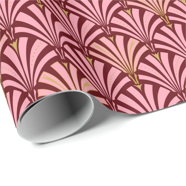 Rödbrunt art décofläktmönster - som är rosa och presentpapper (Rullad Hörn)