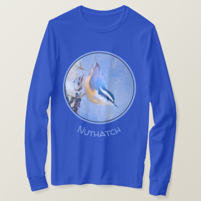 Rödbukig nötväcka-målning Original fågelkonst T Shirt (Design framsida)