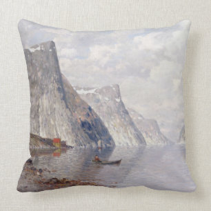 Rodd på en norsk Fjord (olja på kanfas) Kudde