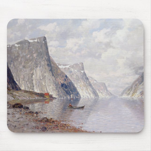 Rodd på en norsk Fjord (olja på kanfas) Musmatta (Framsidan)