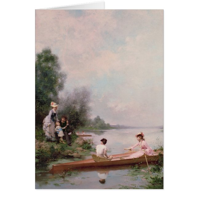 Rodd på floden, 19th århundrade hälsningskort (Framsidan)