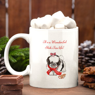 Rödd söt Shih Tzu med pepparkaksliknande leksak Kaffemugg