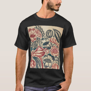 Röddrad och blåa blommor t shirt