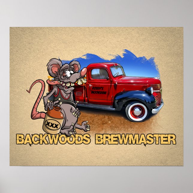 Roddy Råtta Fink Stil Moonshine Brewmaster Tecknad Poster (Framsidan)