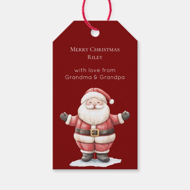Röde Tomte jul Presentetikett (Framsidan)