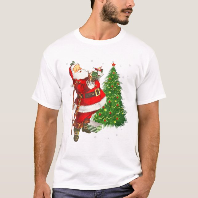 Röde Tomte Röda Jul T Shirt (Framsida)