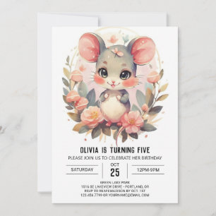 Rodent Chic Mouse Birthday Inbjudningar