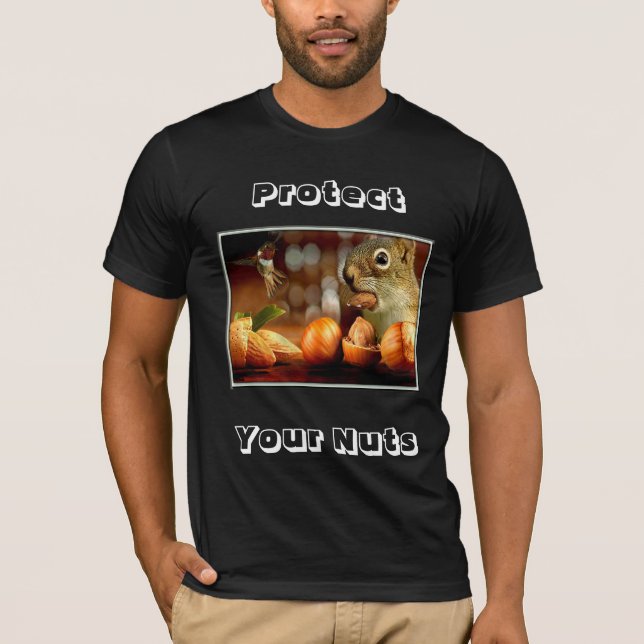 Rodent eller en man skyddar din nöt. t-shirt (Framsida)