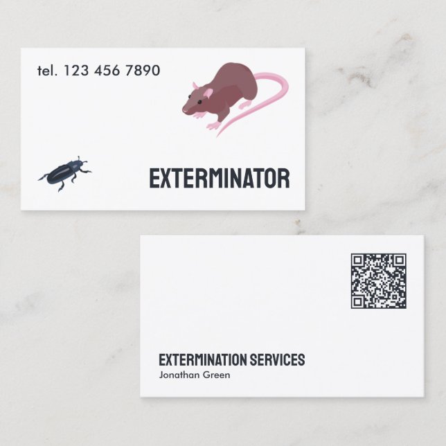 Rodent Pest Exterminator QR Visitkort (Fram/baksida)