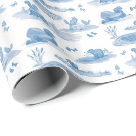 Rodent Toile Wrapping Paper (Slate Blue) Presentpapper