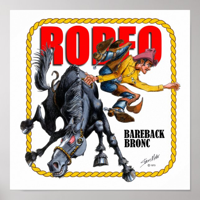 Rodeo Bareback Bronc Rider Poster (Framsidan)