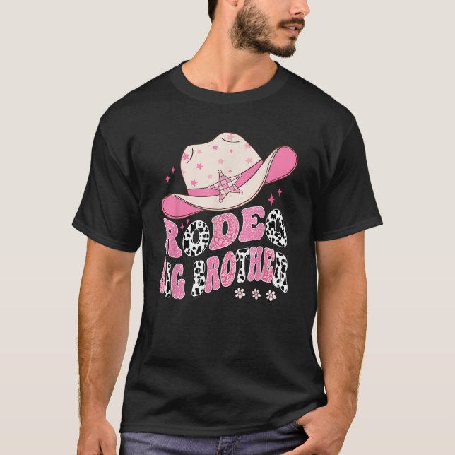 Rodeo Big Brother Rosa CowGirl 1St Birthday Family T Shirt (Framsida)