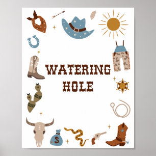 Rodeo Birthday Watering Hål vatten station Poster