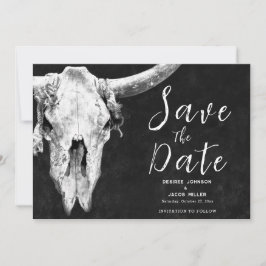 Rodeo Black and White Bull Skull Spara datum Meddelande