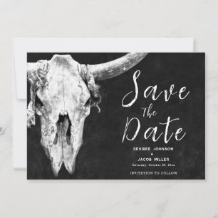 Rodeo Black and White Bull Skull Spara datum Meddelande