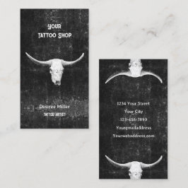 Rodeo Black White Western Tatto Shop Bull Skull Visitkort