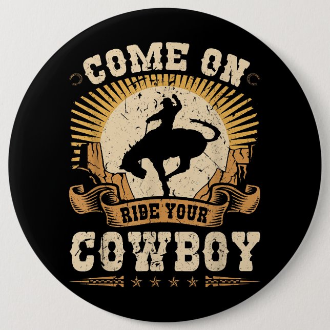 Rodeo Bronc Riding Ride din Cowboys Bucking Horse Knapp (Framsida)