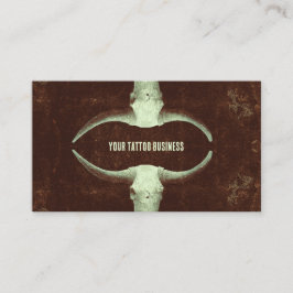 Rodeo Brown Rustic Western Tattoo Shop Bull Skull Visitkort