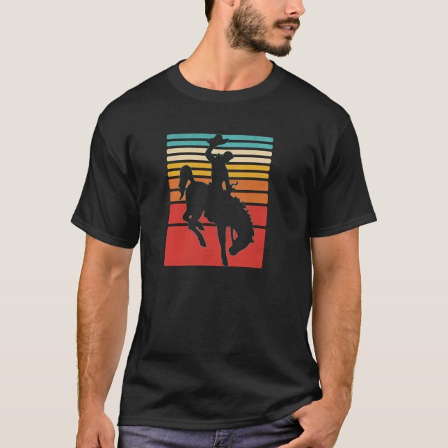 Rodeo Buckande Bronco Häst Retro Stil Tröja  (Framsida)