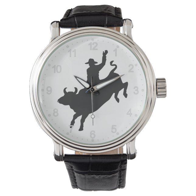 Rodeo Bull Ride silhouette Armbandsur (Framsida)