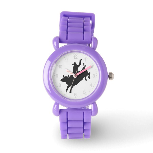 Rodeo Bull Ride silhouette Armbandsur (Framsida)