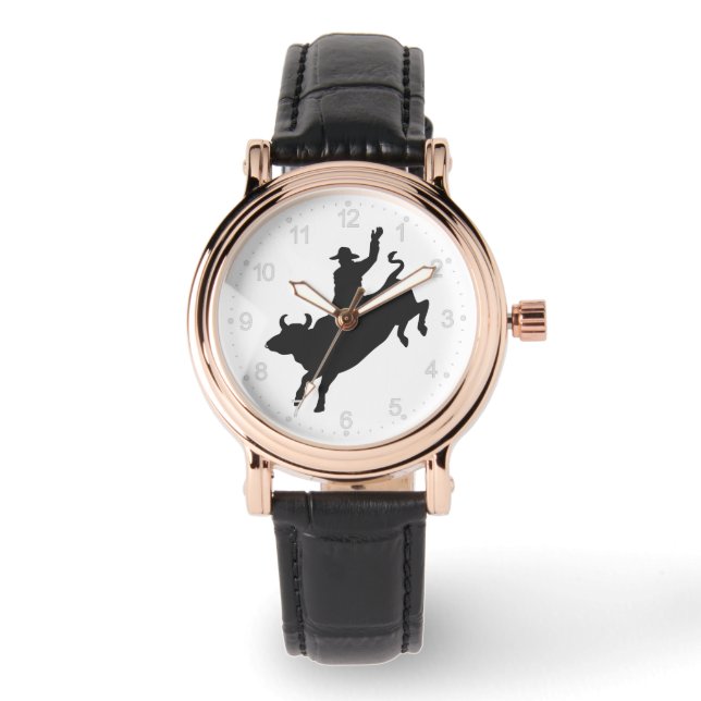 Rodeo Bull Ride silhouette Armbandsur (Framsida)