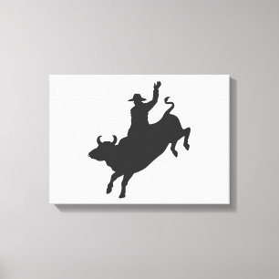 Rodeo Bull Ride silhouette Canvastryck