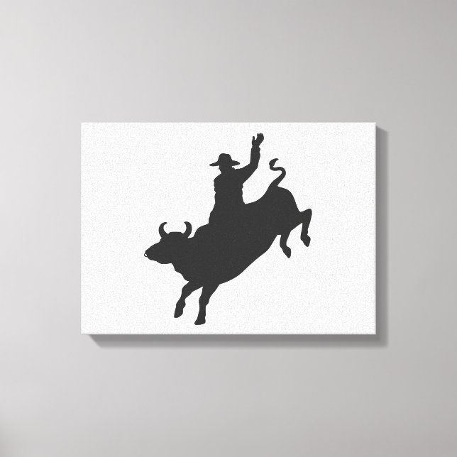Rodeo Bull Ride silhouette Canvastryck (Framsida)