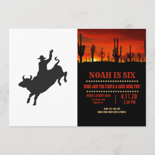 Rodeo Bull Ride silhouette Inbjudningar