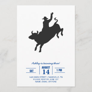 Rodeo Bull Ride silhouette Inbjudningar