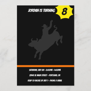 Rodeo Bull Ride silhouette Inbjudningar