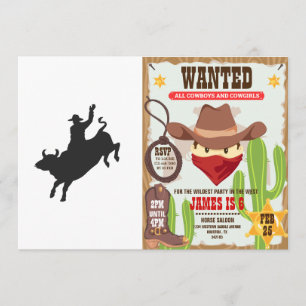 Rodeo Bull Ride silhouette Inbjudningar