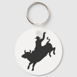 Rodeo Bull Ride silhouette Nyckelring