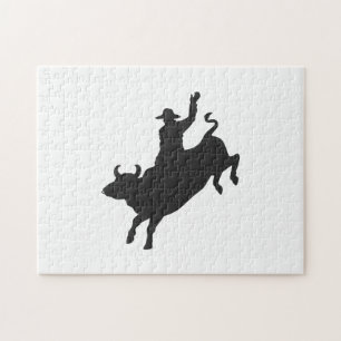 Rodeo Bull Ride silhouette Pussel