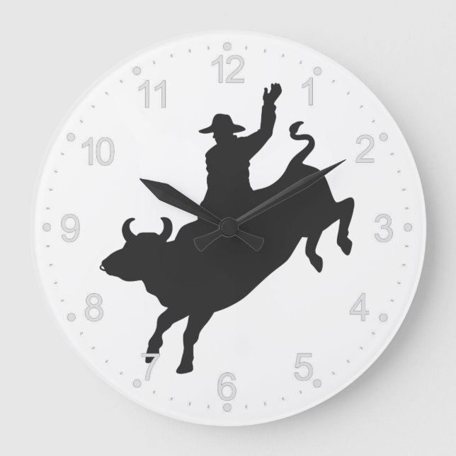 Rodeo Bull Ride silhouette Stor Klocka (Framsida)