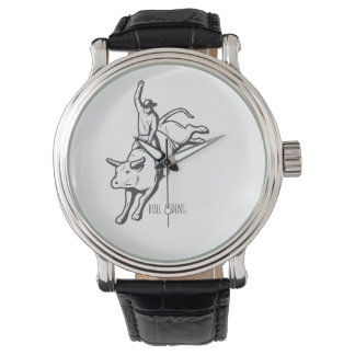 Rodeo Bull Rider Action Line Art Armbandsur