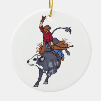 Rodeo Bull Rider Julgransprydnad Keramik